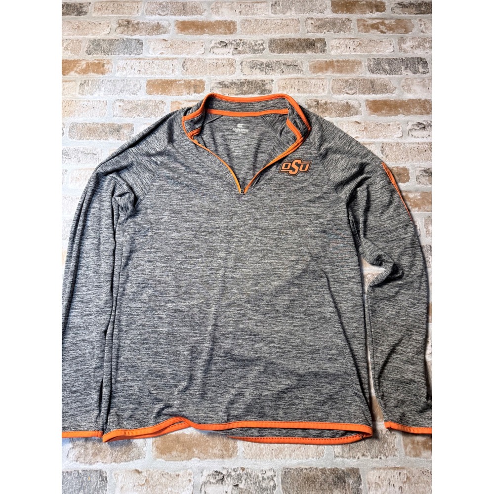 Colosseum Oklahoma State Cowboys Small Quarter Zip Pullover Grey‎ Orange OSU